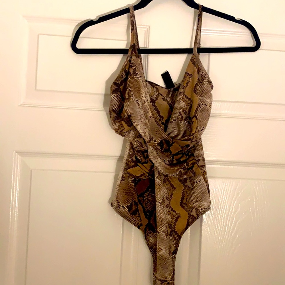Snake print thong bodysuit